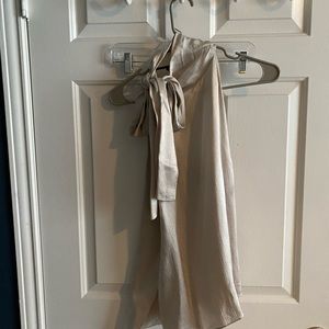 Gold zara silk halter tie top